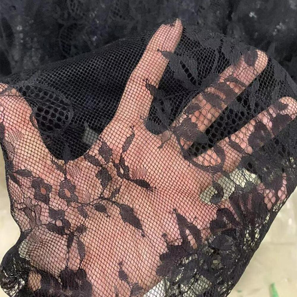 (black, 75*300cm) Lace Rectangular Tablecloth Vintage Rustic Embroidered Table Cover for Romantic Wedding Spring Summer Outdoor Party Table Decorations