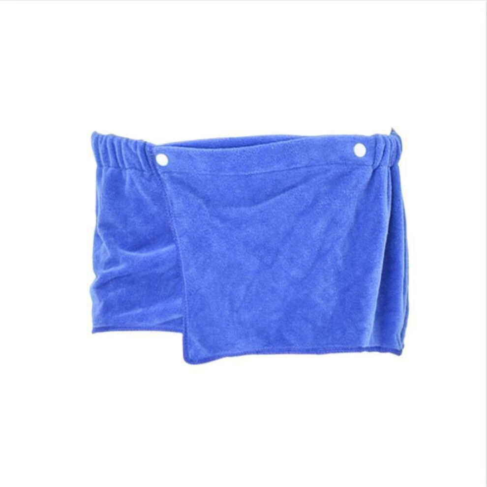 (Blue) 1Pc Men&apos;s Short Bath Towel Absorbing Wearable Coral Fleece Towel Beach Sexy Bath Swimming Towel Blanket