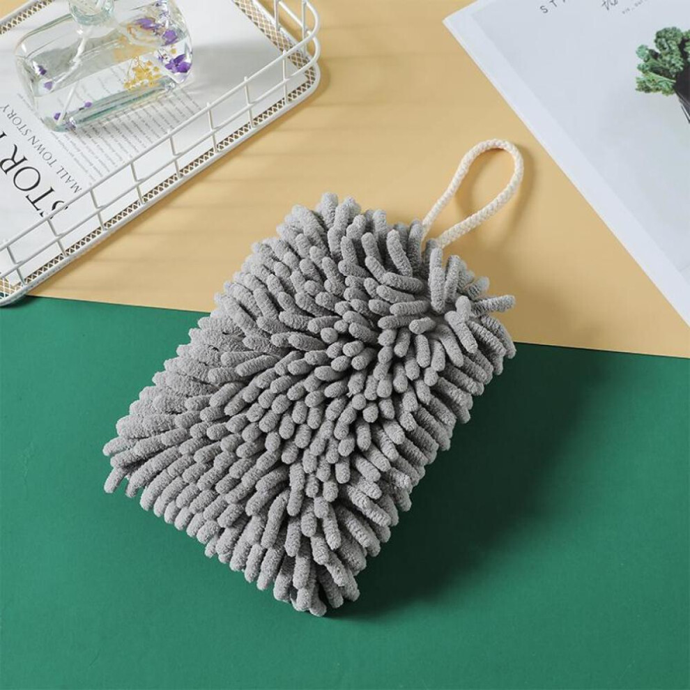 (Light Grey) Quick DryHand Towels Kitchen Bathroom Hand Towel Ball with Hanging Loop Microfiber Towel Cleaning Cloth Kitchen Towel