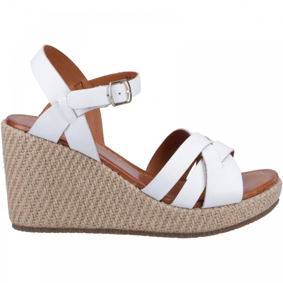 (4 (Adults')) Phoebe | White | Womens Wedge Sandals