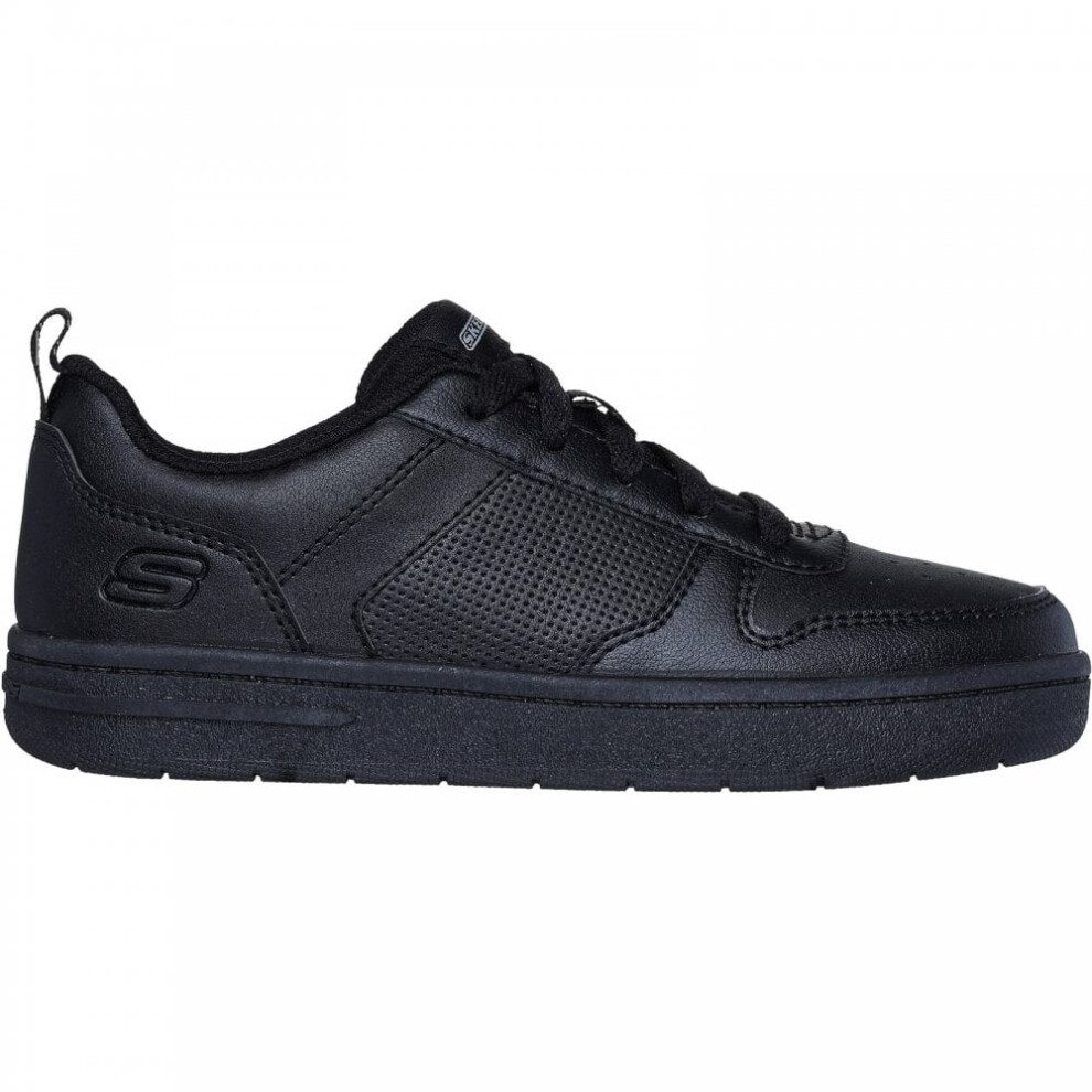 (13 (Children's)) Smooth Street - Genzo | Black | Childrens Lace Up School Trainers