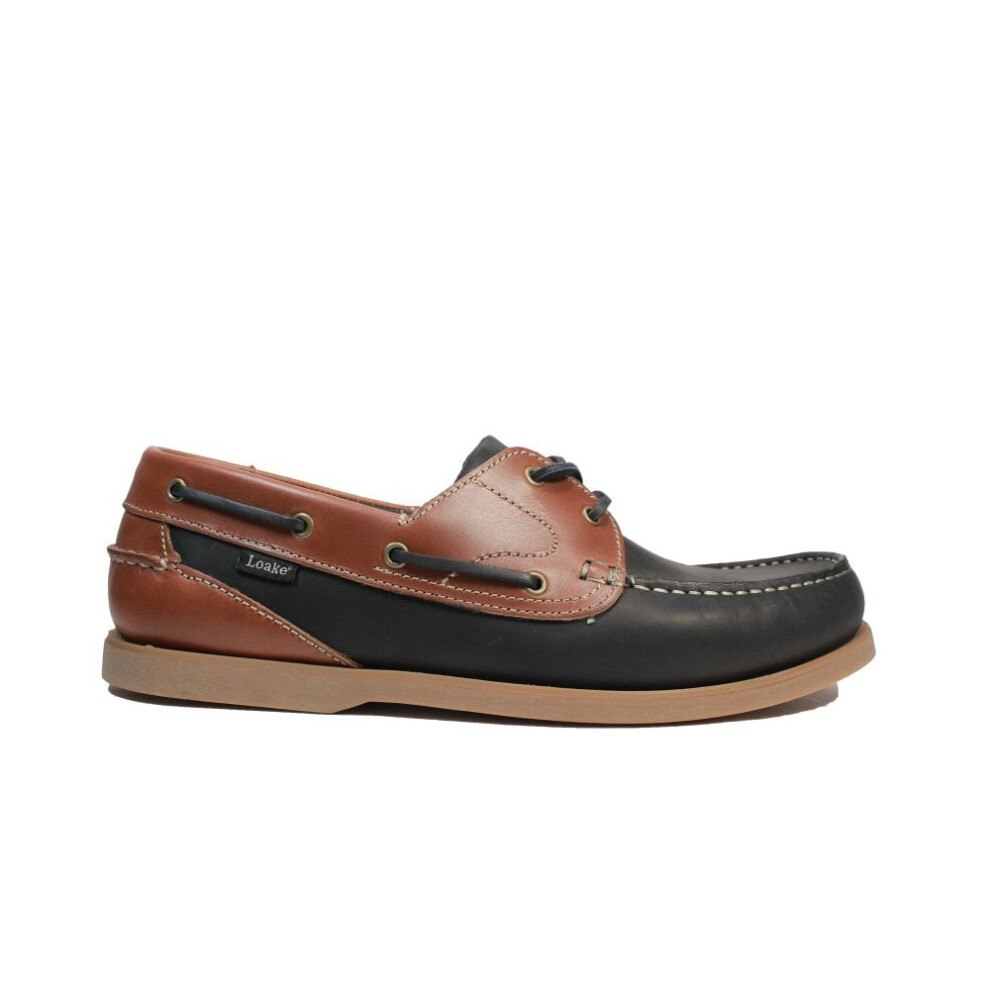 (7 (Adults')) Lymington Navy Nubuck/Brown Waxy Leather Mens Deck Shoes