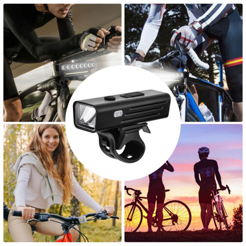 Smart Light Sensing Riding Light - Waterproof Front Light, 4 Light Modes, USB Rechargeable Light for Night Riding(Black) 2