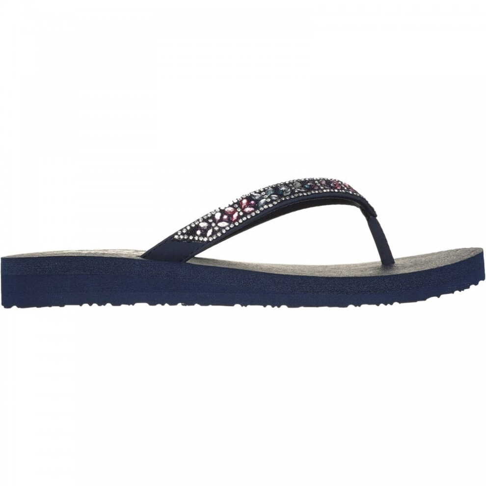 (7 (Adults')) Meditation - Butterfly Garden | Navy/Multi | Womens Toe Post Sandals