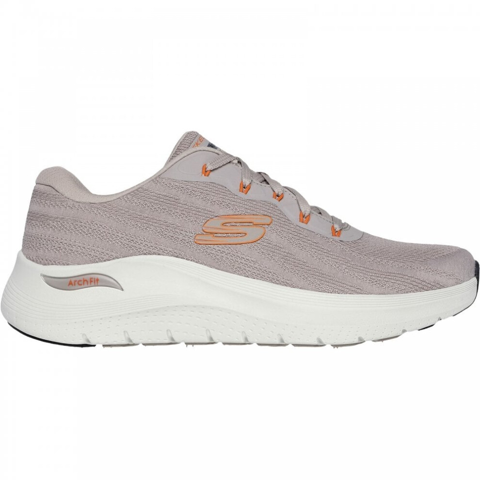 (12 (Adults')) Arch Fit 2.0 - Road Wave | Taupe/Orange | Men's Ultimate Comfort And Support Trainers