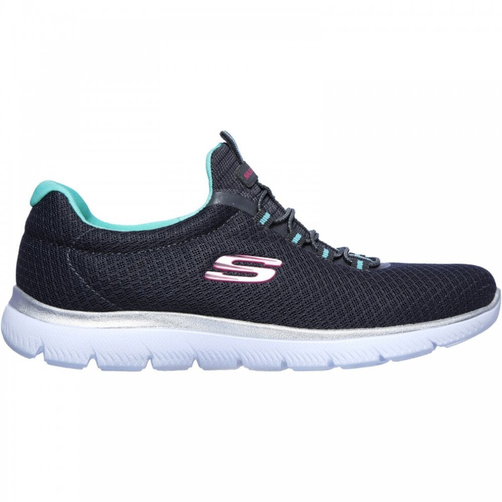 (4 (Adults')) Summits | Charcoal/Green | Womens Slip On Trainers