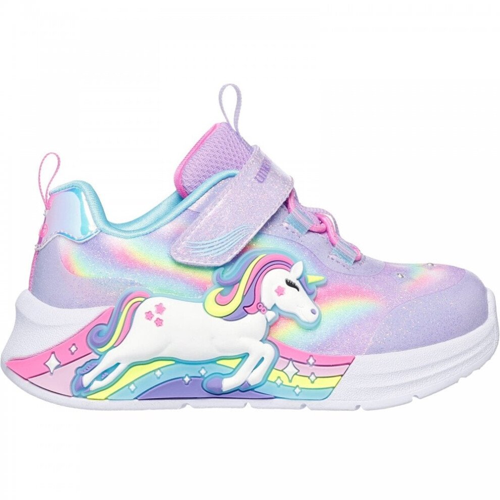 S-Lights: Unicorn Chaser | Lavender/Multi | Girl's Flashing Riptape Trainers