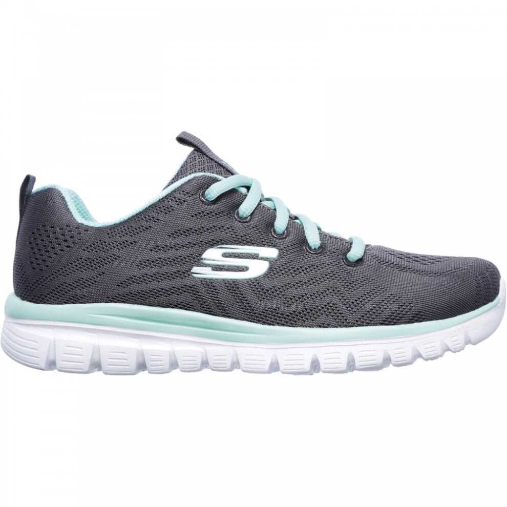Skechers (5 (Adults')) Graceful Get Connected | Charcoal | Womens Lace-Up Trainers