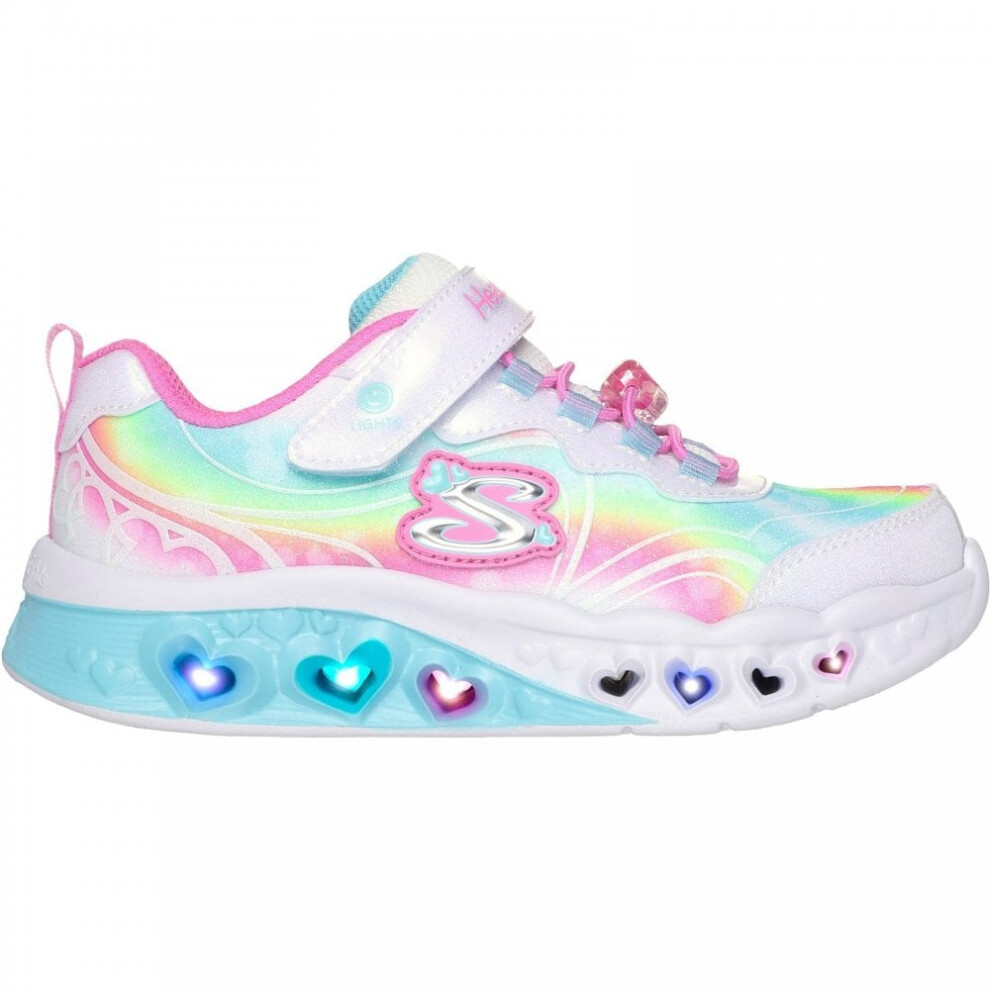 (3 (Adults')) Flutter Heart Lights - Groovy Swirl | White/Multi | Childrens Light Up Trainers