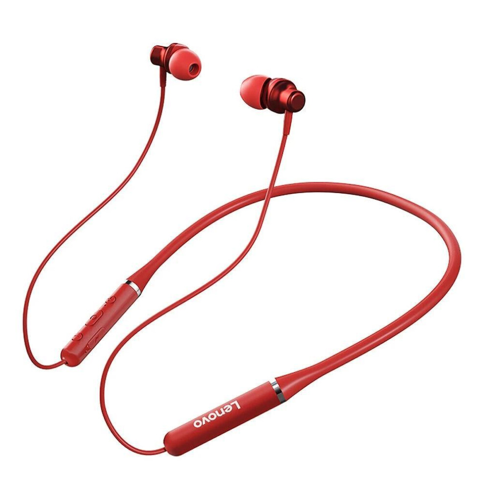 (Red) Lenovo He05 In-ear Neckband Earphone With Mic Noise Cancelling