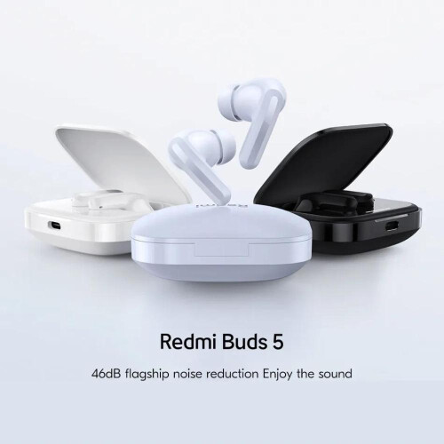 Xiaomi (White) Xiaomi Redmi Buds 5 46dB Noise Cancelling Bluetooth 5.3 TWS Earphone 2