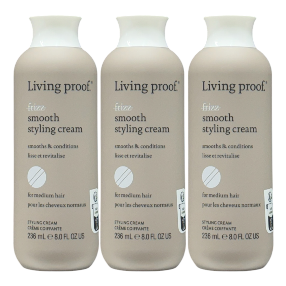 Living Proof No Frizz Smooth Styling Cream 8 Oz (Pack of 3)