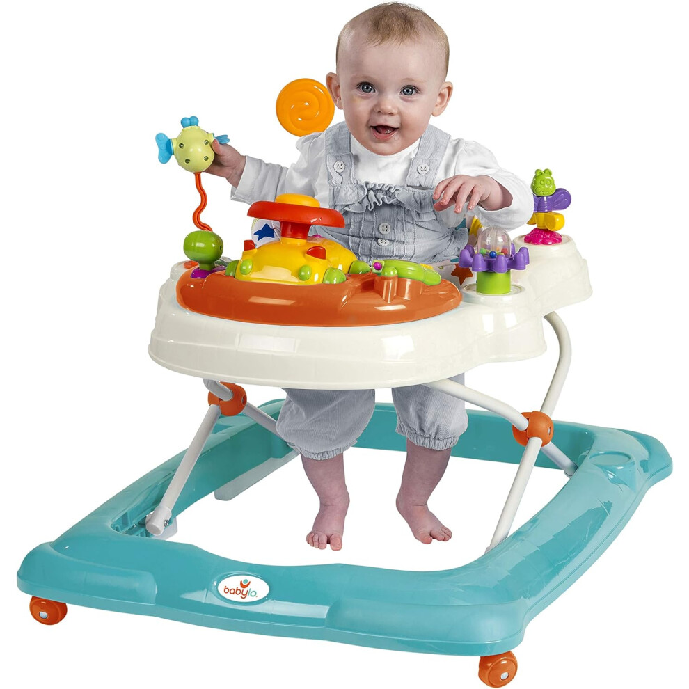 (Single) Twist About Baby Walker with Activities and Electronic Games, Height Adjustable and 120 Degree Padded Swivel seat