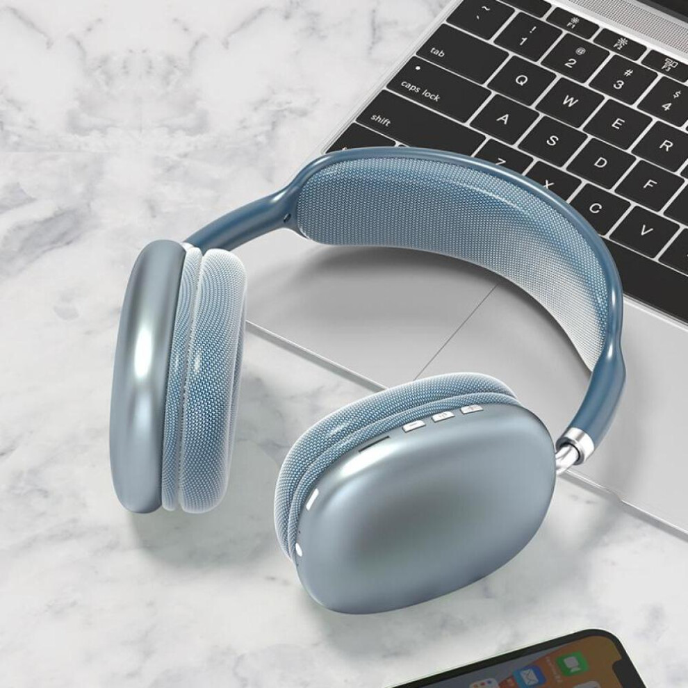 (Blue) Vaorlo Wireless Subwoofer Headphone With Micphone