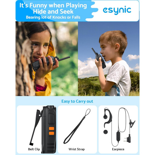 Esynic 2Pack Professional Walkie Talkies Long Range Recharable Kids Gift 2