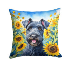 Carolines Treasures DAC6106PW1414 14 x 14 in. Kerry Blue Terrier in Sunflowers Throw Pillow