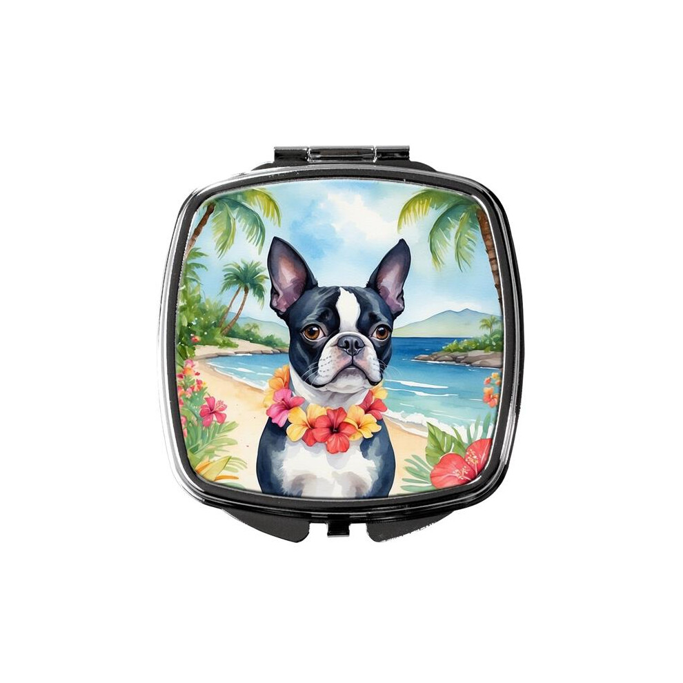 Carolines Treasures Dac6381scm 3 X 2.75 In. Boston Terrier Luau Compact Mirror