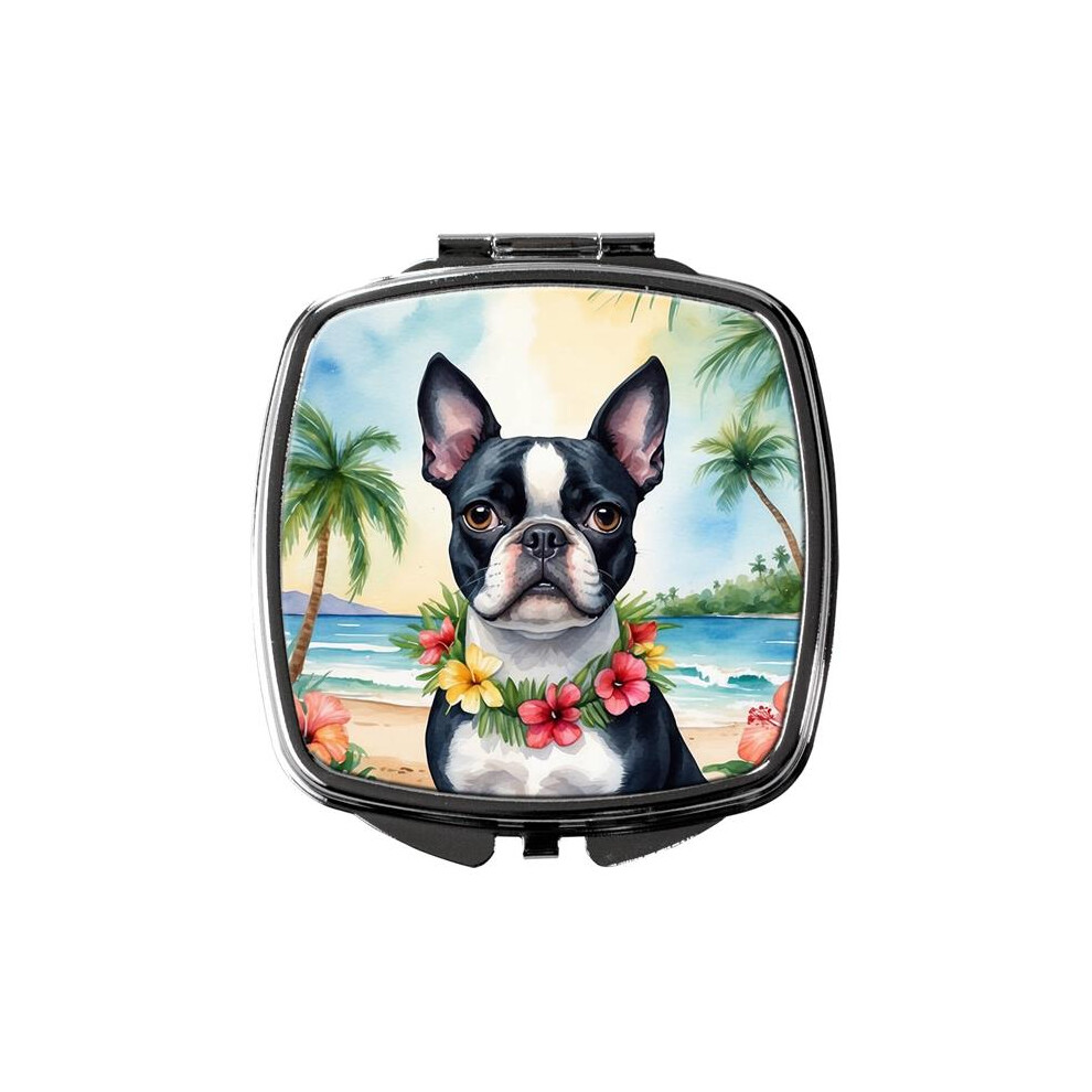Carolines Treasures Dac6383scm 3 X 2.75 In. Boston Terrier Luau Compact Mirror