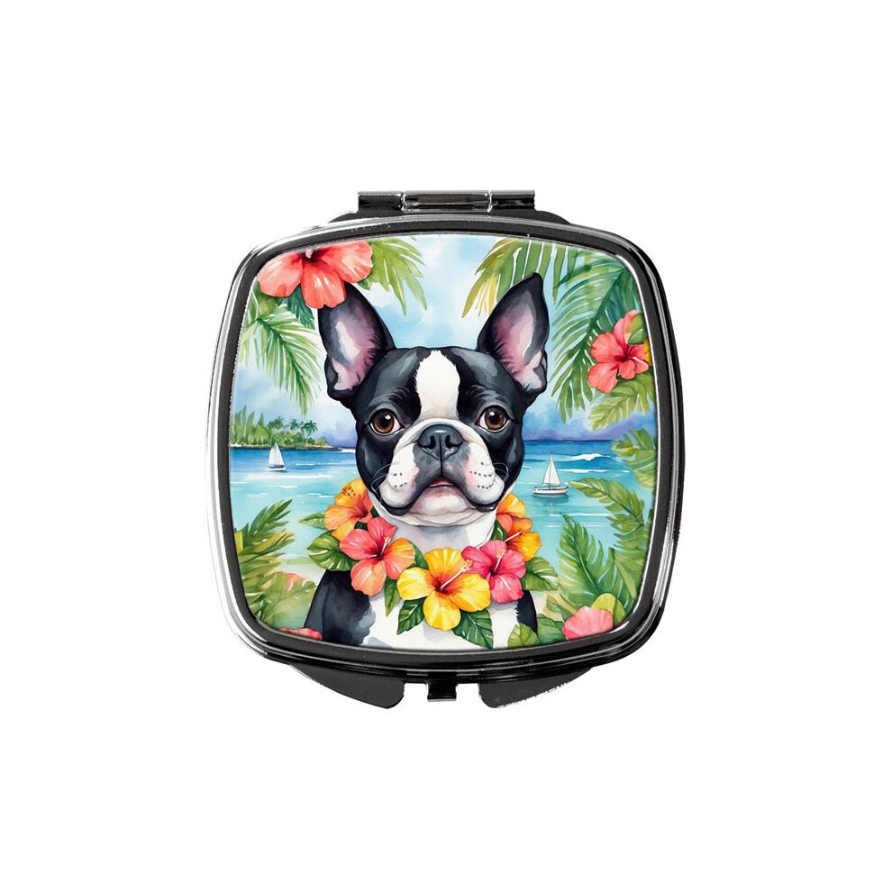 Carolines Treasures Dac6384scm 3 X 2.75 In. Boston Terrier Luau Compact Mirror