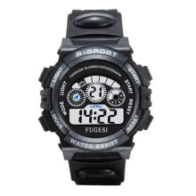 (style1black) Kids Digital Watch Luminous Alarm Watch for Boys Girls
