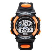 (style1orange) Kids Digital Watch Luminous Alarm Watch for Boys Girls