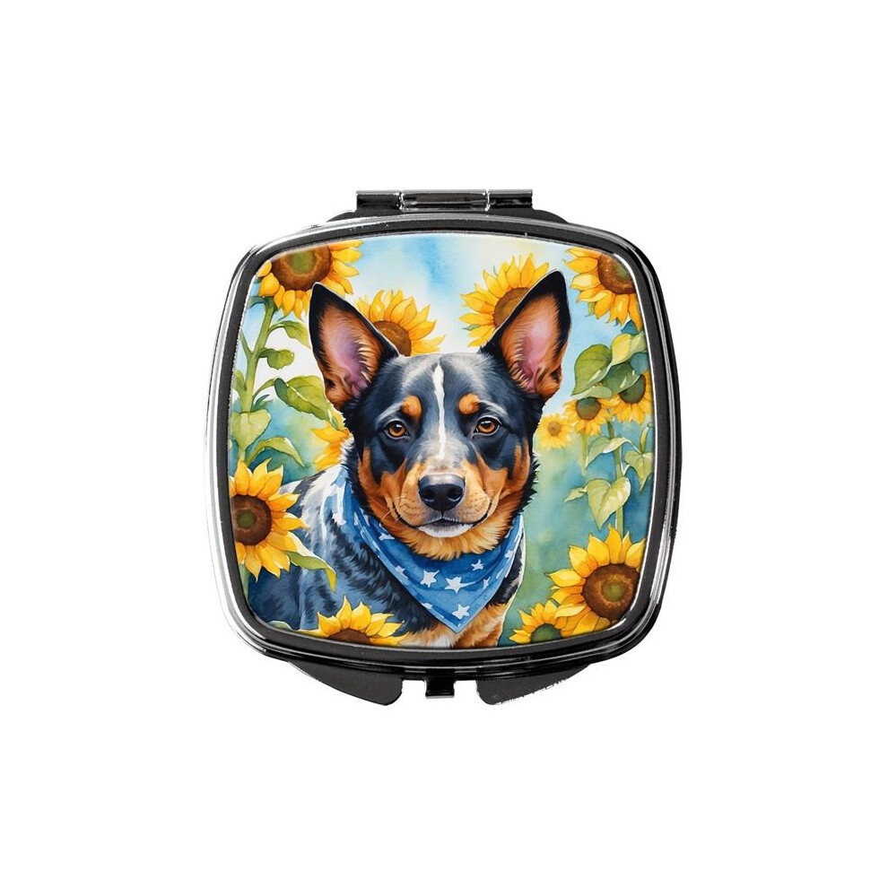 Carolines Treasures Dac6013scm 3 X 2.75 In. Australian Cattle Dog In Sunflowers Compact Mirror