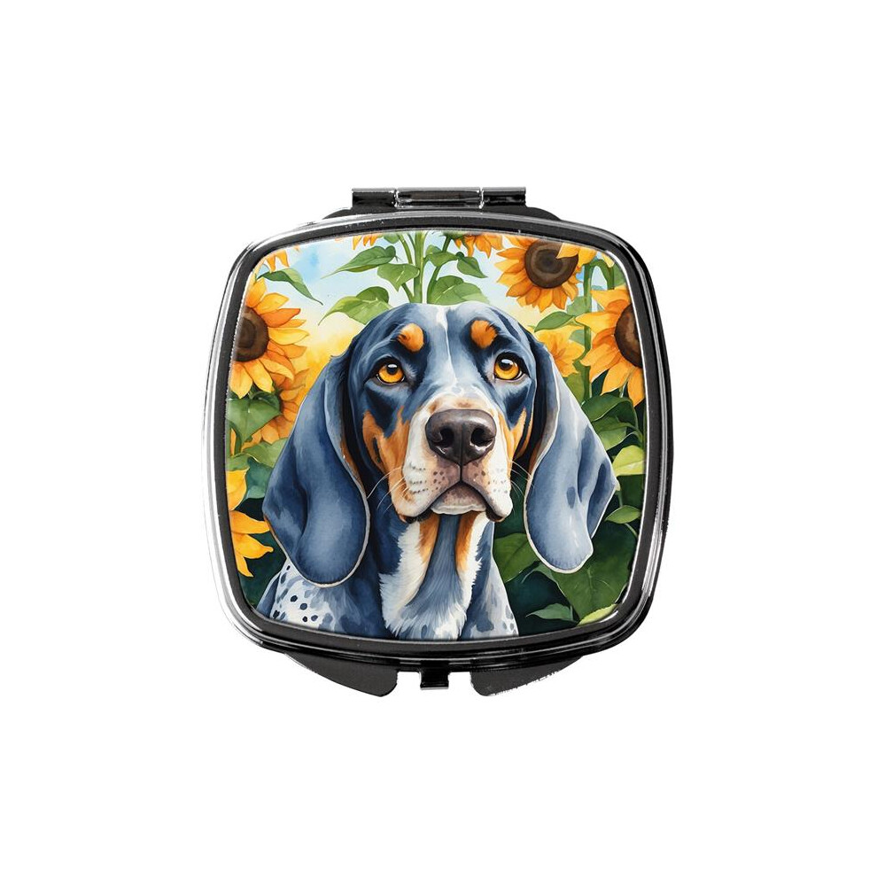 Carolines Treasures Dac6030scm 3 X 2.75 In. Bluetick Coonhound In Sunflowers Compact Mirror