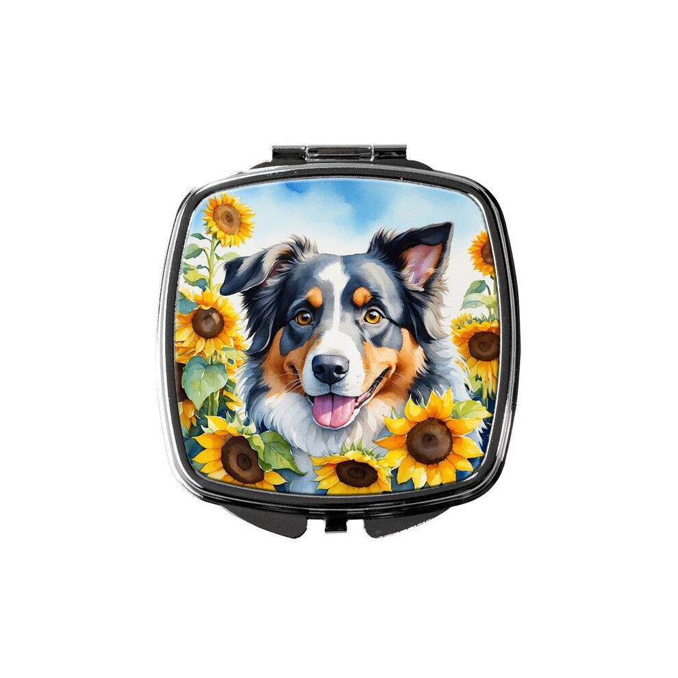 Carolines Treasures Dac6014scm 3 X 2.75 In. Australian Shepherd In Sunflowers Compact Mirror