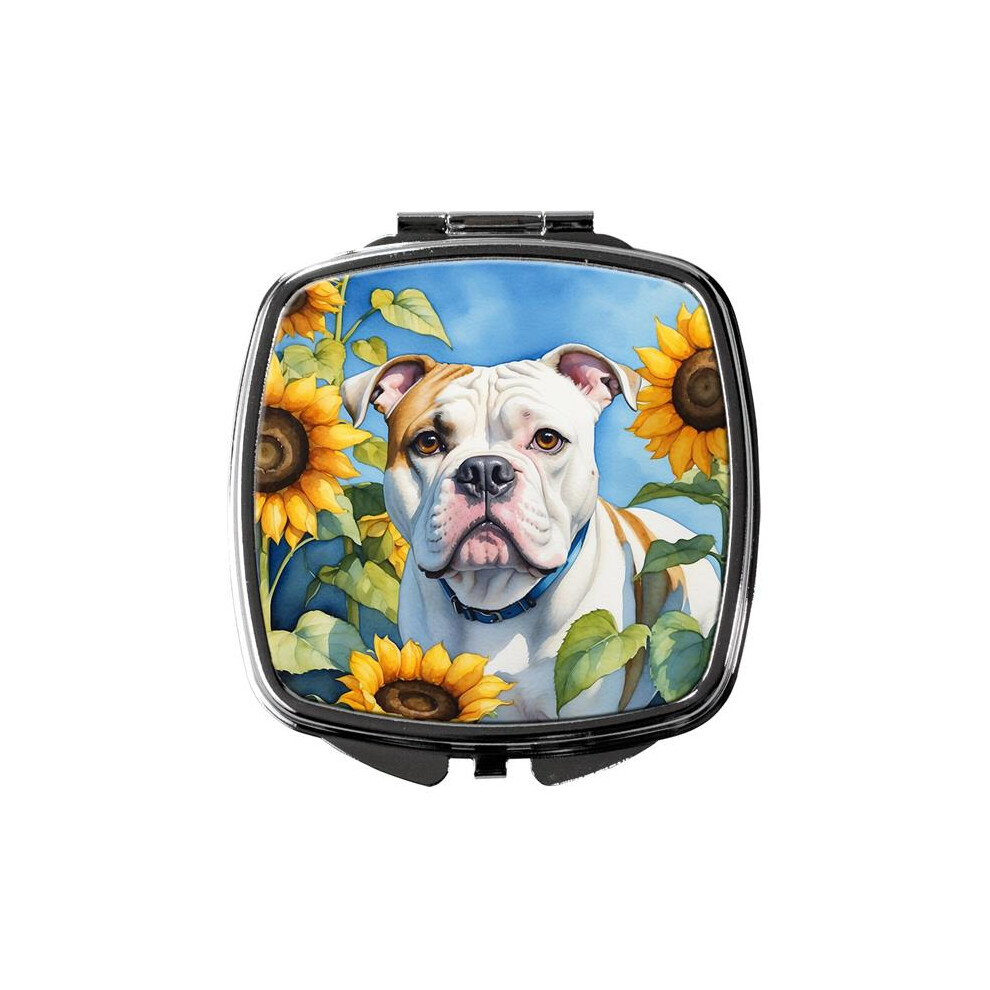 Carolines Treasures Dac6006scm 3 X 2.75 In. American Bulldog In Sunflowers Compact Mirror