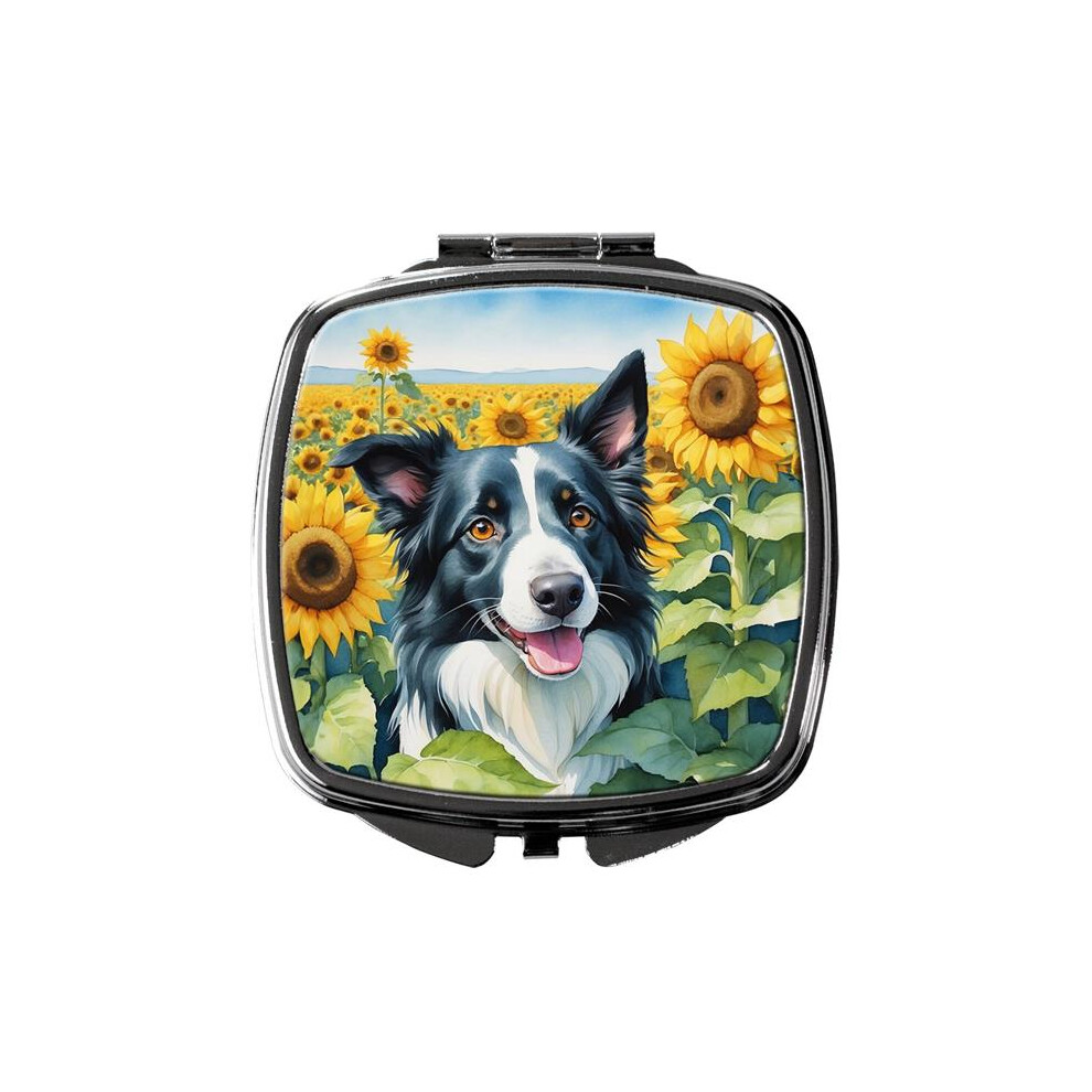 Carolines Treasures Dac6031scm 3 X 2.75 In. Border Collie In Sunflowers Compact Mirror