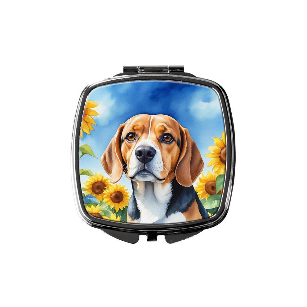 Carolines Treasures Dac6019scm 3 X 2.75 In. Beagle In Sunflowers Compact Mirror
