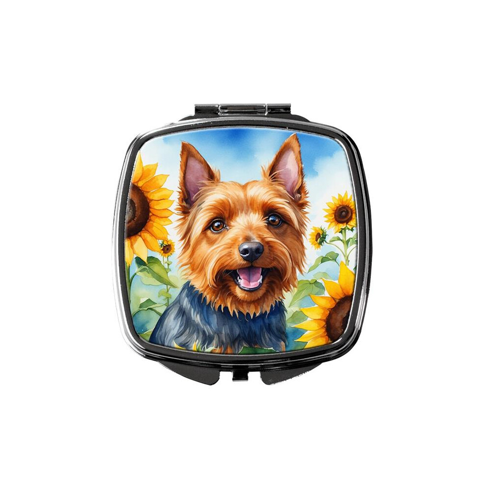 Carolines Treasures Dac6015scm 3 X 2.75 In. Australian Terrier In Sunflowers Compact Mirror