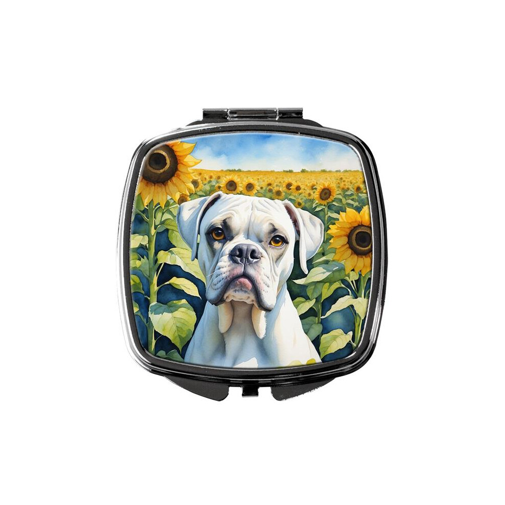 Carolines Treasures Dac6038scm 3 X 2.75 In. Boxer In Sunflowers Compact Mirror