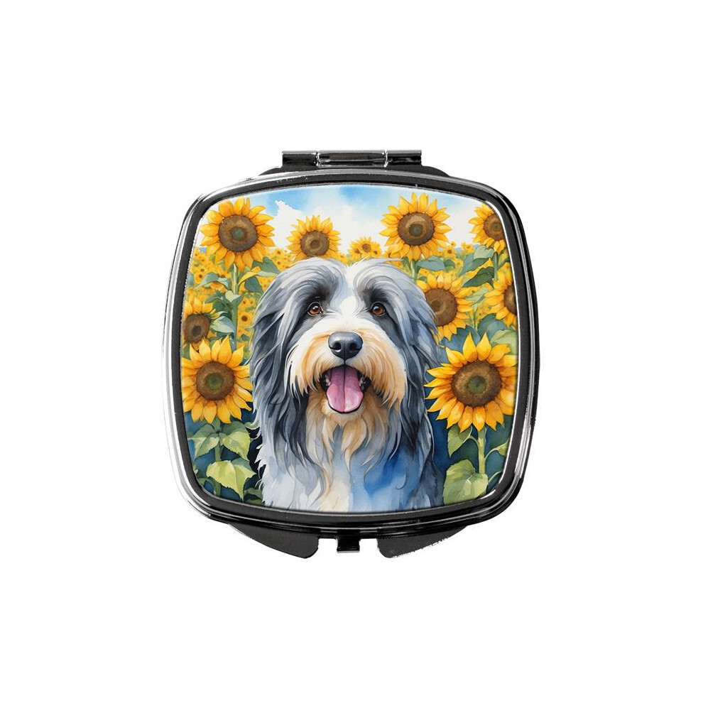 Carolines Treasures Dac6020scm 3 X 2.75 In. Bearded Collie In Sunflowers Compact Mirror