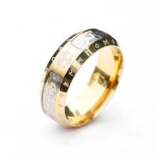 (gold, 13) Nordic Viking Letter Fashion Simple Stainles Steel Rune Ring