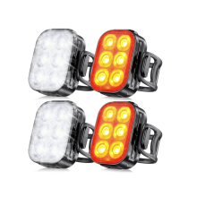 Bike Lights Ultra Slim, Waterproof IP65 Bicycle Light, 4+6 Modes Bike Headlight and Tail Light Set,1.5 Hrs Fast Charging, Easy to Install(Black)