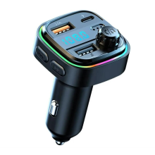 Transmetteur FM, adaptateur Bluetooth, chargeur USB pour voiture, lecteur MP3 stéréo sans fil, lumières colorées, modulateur FM, noir
