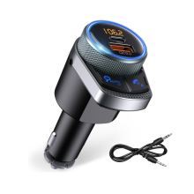Bluetooth 5.1 FM vysielač do auta 24W PD a 18W QC3.0 nabíjací port Hands-free volanie Bluetooth Play Black