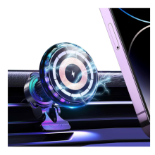 Magnetic Wireless Mount Charger, Magnetic Phone Holder Mount Fast Charging Wireless Car Charger with RGB Lights(Black)