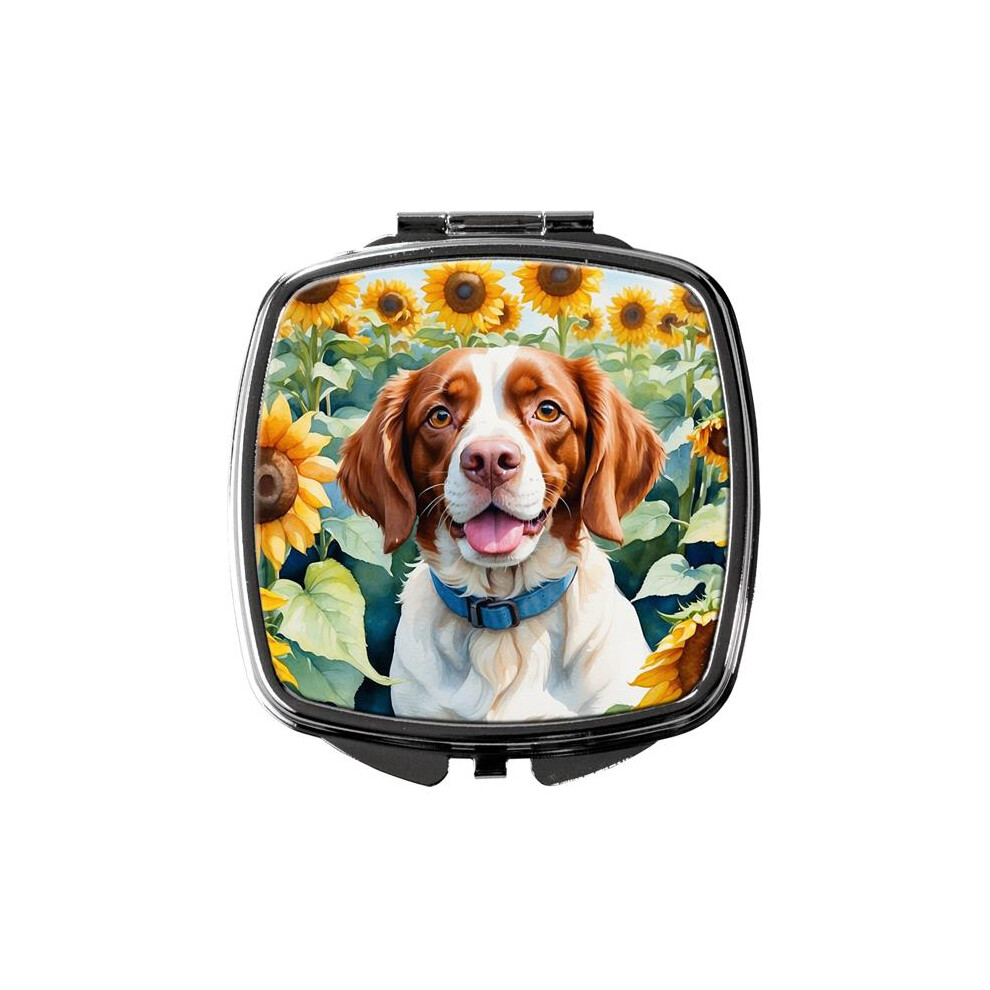 Carolines Treasures Dac6040scm 3 X 2.75 In. Brittany Spaniel In Sunflowers Compact Mirror