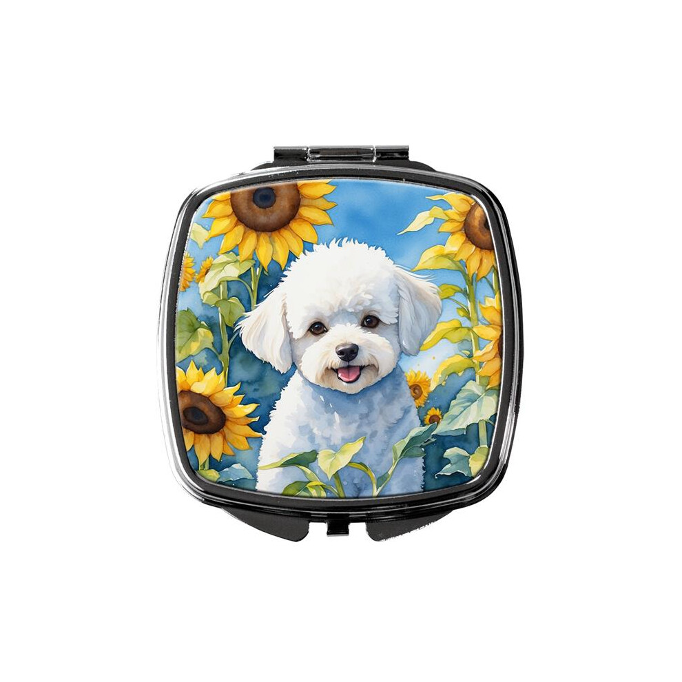 Carolines Treasures Dac6027scm 3 X 2.75 In. Bichon Frise In Sunflowers Compact Mirror