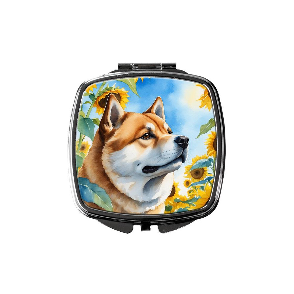 Carolines Treasures Dac6003scm 3 X 2.75 In. Akita In Sunflowers Compact Mirror