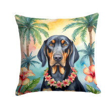 Carolines Treasures DAC6374PW1818 18 x 18 in. Black & Tan Coonhound Luau Throw Pillow
