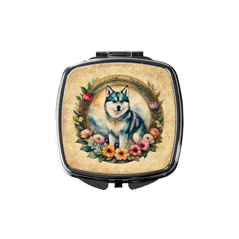Carolines Treasures Dac2075scm 3 X 2.75 In. Alaskan Klee Kai & Flowers Compact Mirror