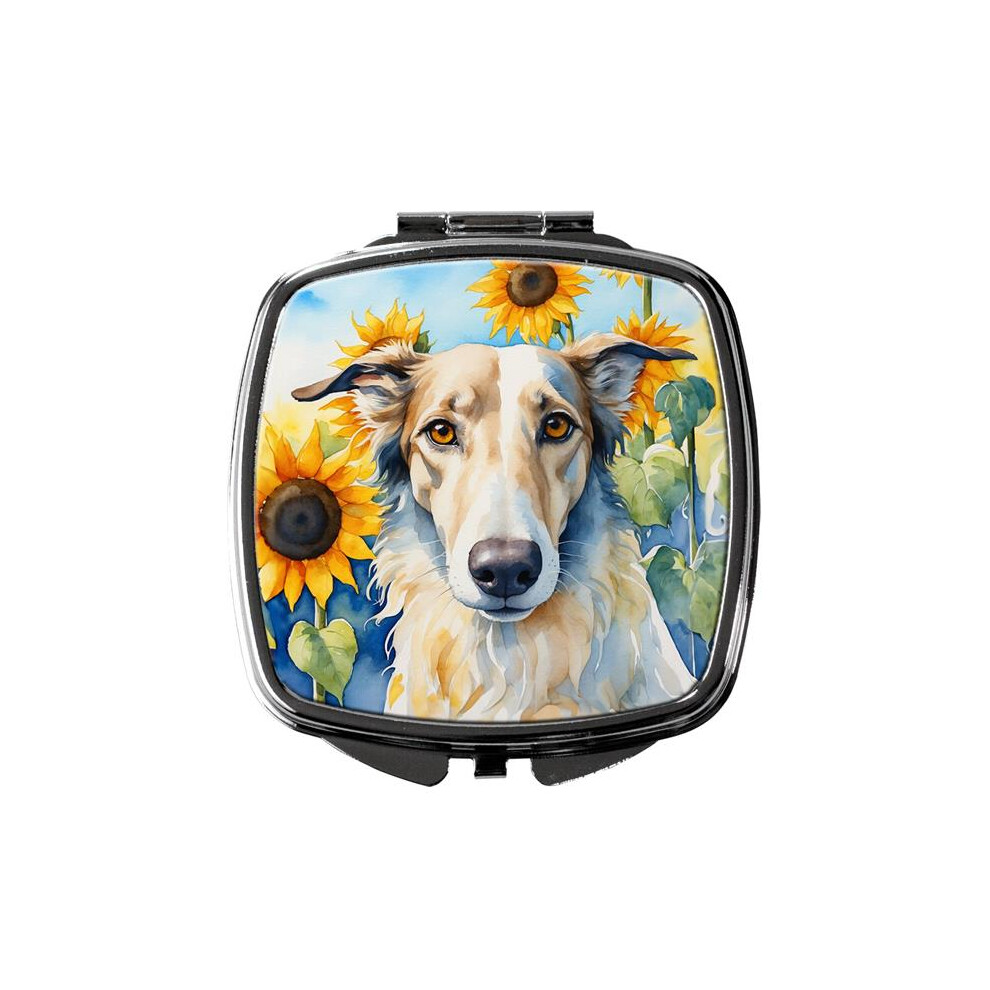 Carolines Treasures Dac6035scm 3 X 2.75 In. Borzoi In Sunflowers Compact Mirror