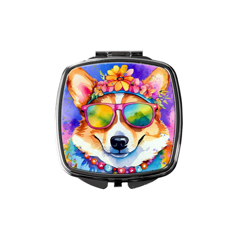 Carolines Treasures Dac2497scm 3 X 2.75 In. Corgi Hippie Dawg Compact Mirror