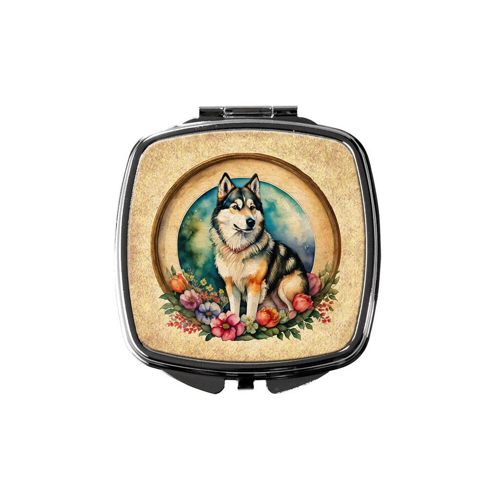 Carolines Treasures Dac2076scm 3 X 2.75 In. Alaskan Malamute & Flowers Compact Mirror
