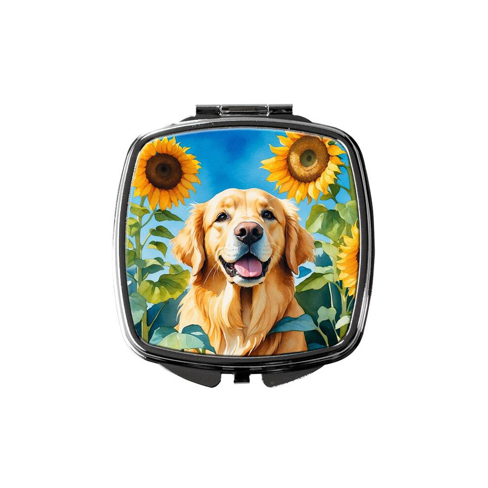 Carolines Treasures Golden Dac6088scm 3 X 2.75 In. Retriever In Sunflowers Compact Mirror