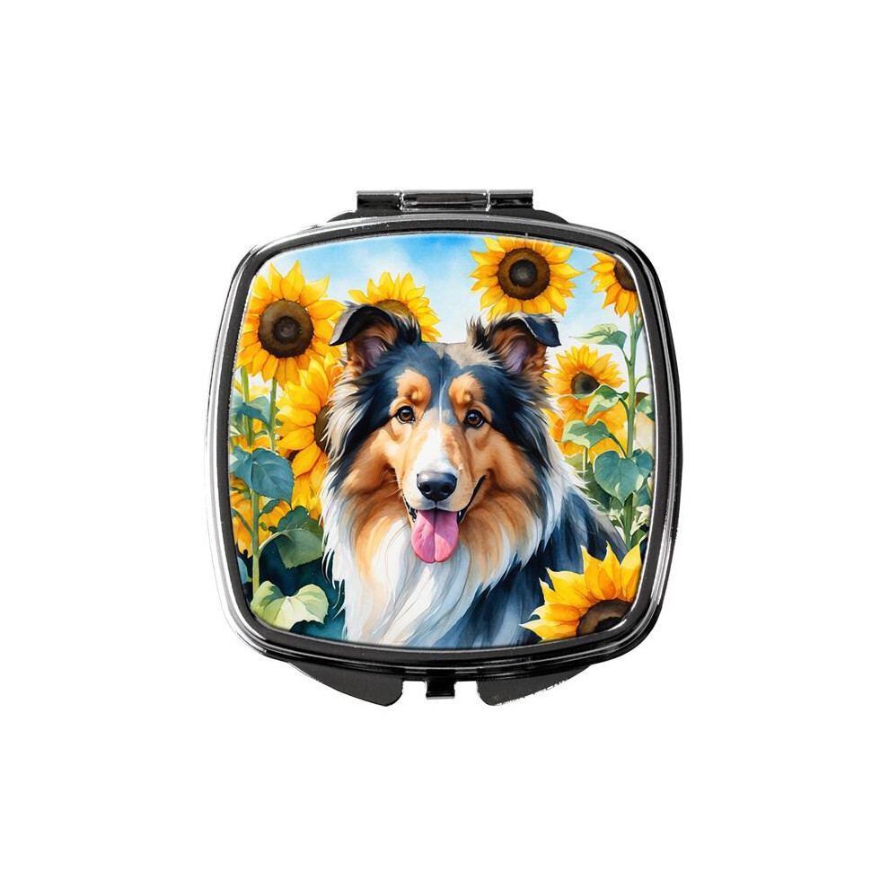 Carolines Treasures Dac6061scm 3 X 2.75 In. Collie In Sunflowers Compact Mirror
