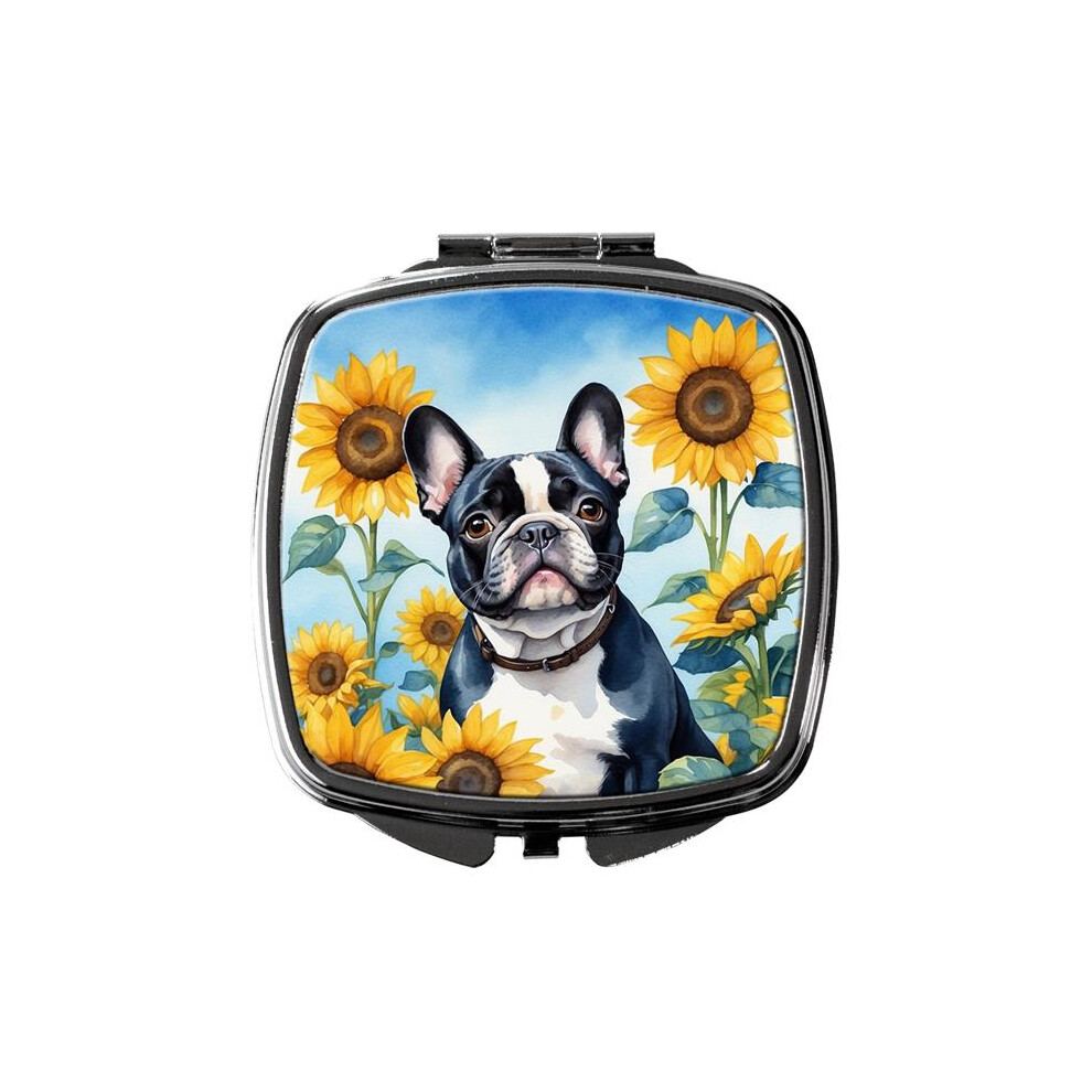 Carolines Treasures Dac6082scm 3 X 2.75 In. French Bulldog In Sunflowers Compact Mirror